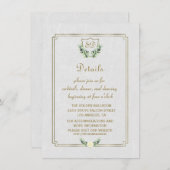 王室の金ゴールドクレストラ結婚ッシュ詳細 招待状 (正面/裏面)