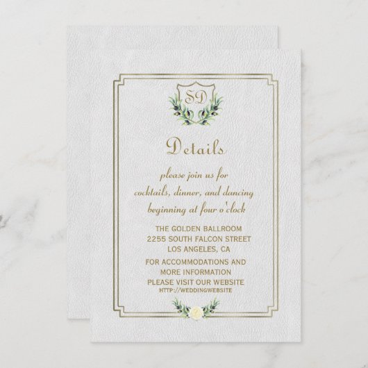 王室の金ゴールドクレストラ結婚ッシュ詳細 招待状 (正面/裏面)