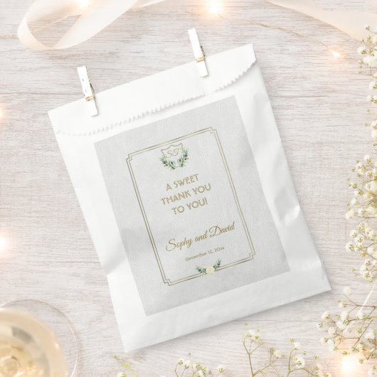 王室の金ゴールドクレスト緑豊結婚かな緑 フェイバーバッグ (クリップ留めされた状態)