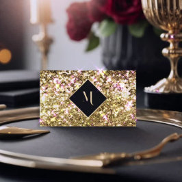 王室の金ゴールドグリッター幾何学枠スタイリッシュ 名刺