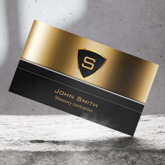 王室の金ゴールドシールド組積造の請負業者の名刺 名刺