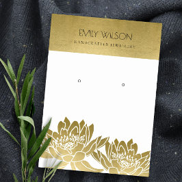 王室の金ゴールドフェイクハス花耳飾りディスプレイ 名刺