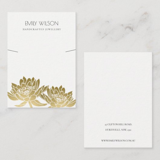 王室の金ゴールドフェイク花飾り 名刺 (正面/裏面)