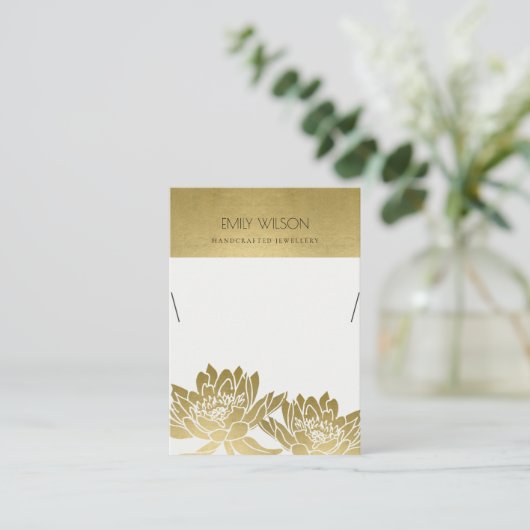 王室の金ゴールドフェイク花飾り 名刺 (スタンド正面)