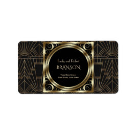 王室の金ゴールドブラックアールデコ20結婚s ラベル