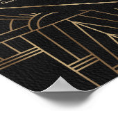 王室の金ゴールドブラック素晴らしギャツビーの結婚歓迎サイン ポスター (角)