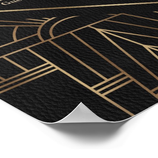 王室の金ゴールドブラック素晴らしギャツビーの結婚歓迎サイン ポスター (角)