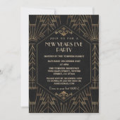 王室の金ゴールドブラック素晴らしギャツビー1920年代の新年パーティー 招待状 (正面)