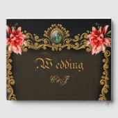 王室の金ゴールド及び赤フローラデザイン ゲストブック (裏面)