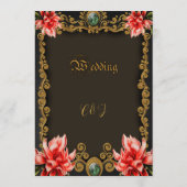 王室の金ゴールド及び赤フローラデザイン メニュー (裏面)