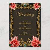 王室の金ゴールド及び赤フローラデザイン メニュー (正面)