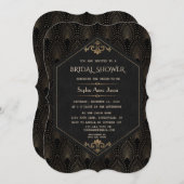 王室の金ゴールド素晴らしギャツビーアールデコブライダルシャワー 招待状 (正面/裏面)