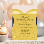 王室の金ゴールド美しいプリンセス誕生日招待状 招待状