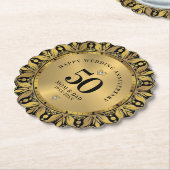 王室の金ゴールド飾結婚り枠の記念日2 ペーパーコースター (アングル)