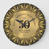 王室の金ゴールド飾結婚り枠の記念日2 ラージ壁時計 (正面)