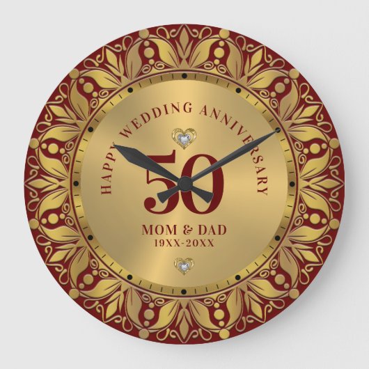 王室の金ゴールド飾結婚り枠 ラージ壁時計 (正面)