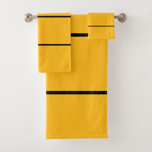 王室の金ゴールド黒ストライプ色 バスタオルセット (インサイチュ)