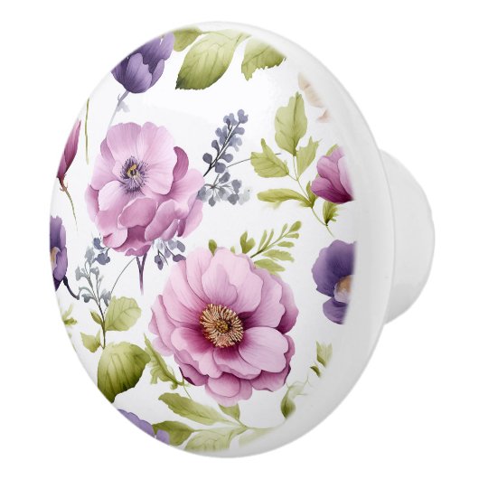 王室の開花交響楽紫色の花の模様 セラミックノブ (右)