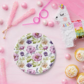 王室の開花交響楽紫色の花の模様 ペーパープレート (パーティー)