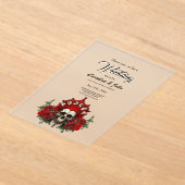 王室の闇、ゴシック様式のハートとスカル アクリル招待状 (レイダウン)