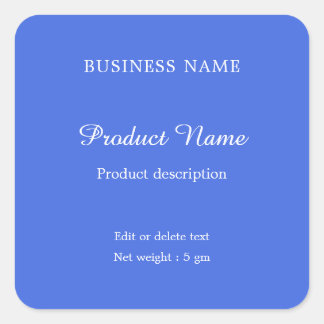 王室の青エレガントモダンミニマル製品ラベル スクエアシール
