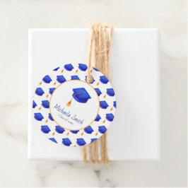 王室の青色卒業キャップパーソナライズされた卒業 フェイバータグ