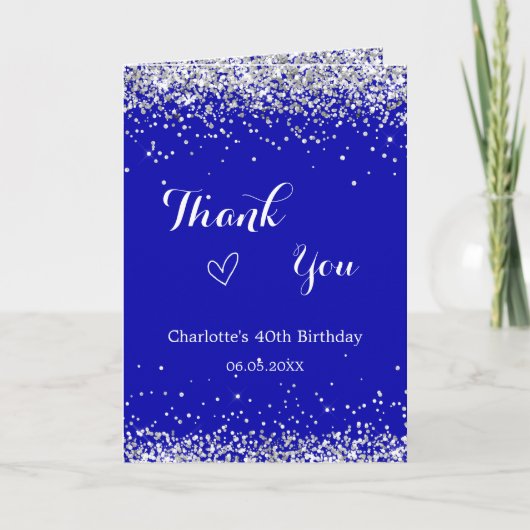 王室の青銀写真誕生日感謝してい日 カード (正面)