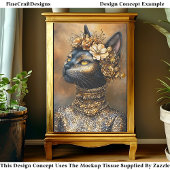 王室の黒猫の金色の肖像 EB3L 切り絵デコパージュ 薄葉紙