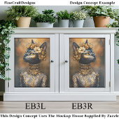 王室の黒猫の金色の肖像　EB3R　デコパージュ 薄葉紙