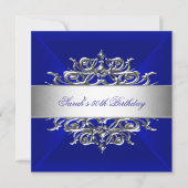 王室のBlue On Silver 50thバースデーパーティー 招待状 (正面)