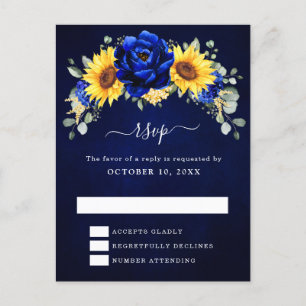王室のBlue Sunflower 素朴 Dy モダン RSVP Pos ポストカード
