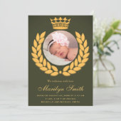 王室のCrown Olive Green写真誕生のお知らせ 案内状 (スタンド正面)
