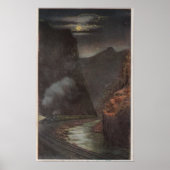 王室のGorge, CO - Moonlight View of Train ポスター (正面)