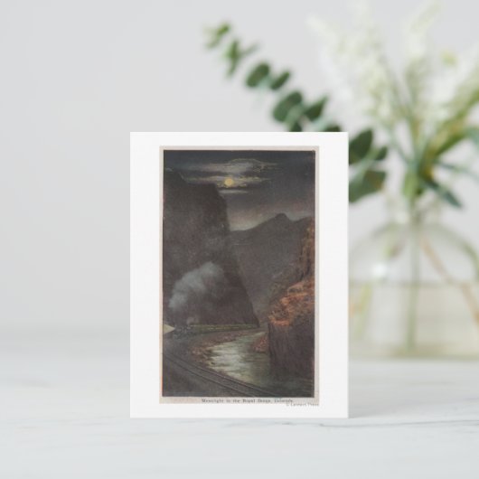 王室のGorge, CO - Moonlight View of Train ポストカード (スタンド正面)