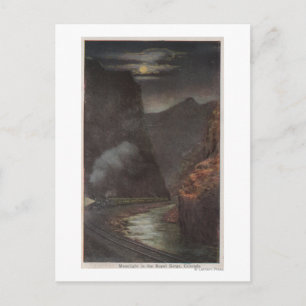 王室のGorge, CO - Moonlight View of Train ポストカード