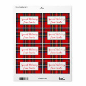 王室のStewart Christmas Plaid Santa PERSONALIZATION ラベル (フルシート)