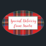 王室のStewart Christmas Plaid Santa PERSONALIZATION 楕円形シール<br><div class="desc">王室のStewart Christmas Plaid PERSONALIZE私は愛し絵を描てデザイン!私の作品を楽しむお願い。</div>