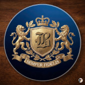 王室ゴールドライオン紋章 Semper Fidelis コースター