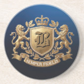 王室ゴールドライオン紋章 Semper Fidelis コースター (正面)