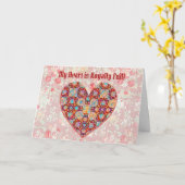 王室パターンの愛のハート バレンタインカード カード (黄色い花)