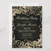 王室誕生日パーティー ゴールド装飾 招待状 (正面)