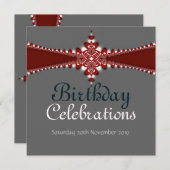 王室赤銀色 グランド バースデー インビテーション (正面/裏面)