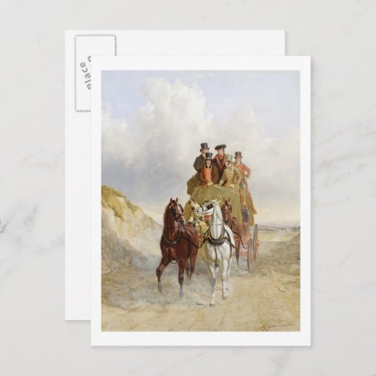 王室郵便馬車が走る風景、1841年(板上の油彩) ポストカード (正面/裏面)