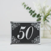 王室銀の50歳誕生日招待状または挨拶 ポストカード (スタンド正面)