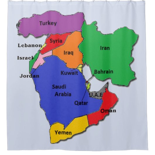 王座にいる間の地理学者（中東） シャワーカーテン (正面)