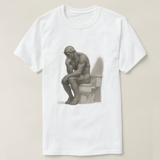 王座の思索者 - クラシカルチャコールスタイル Tシャツ (デザイン正面)