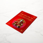 王座の新年のフォイル中国のカードに乗る馬 箔シーズンポストカード (回転した状態)