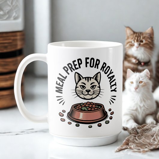 王族のための食事の準備 | 猫のユーモアデザイン コーヒーマグカップ