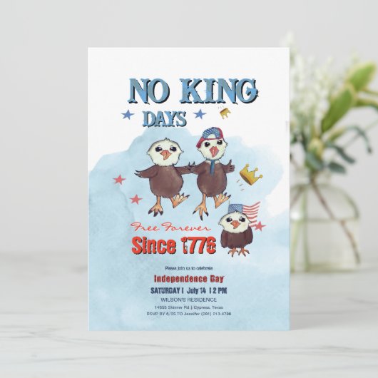 "王日なし"愛国的なイーグルの写真バック 招待状 (スタンド正面)