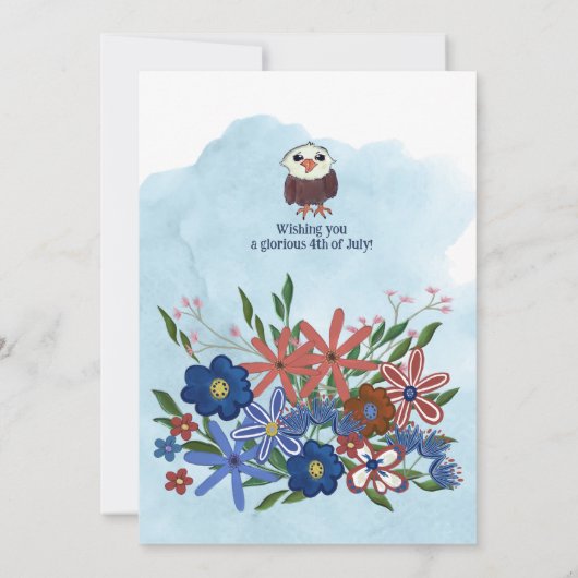 "王日なし"愛国的なイーグルの写真バック 招待状 (裏面)